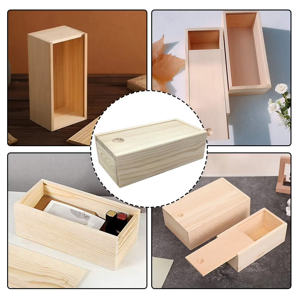 Pine Pull-Out Box Sliding Cover Wooden Box Wooden Storage Box Log Drawer